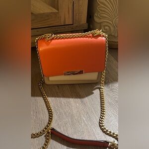 Michael Kors Coral and Cream Chain Strap Women's Bag